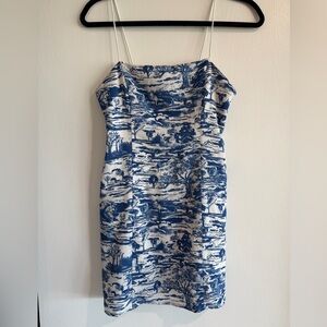 Urban Outfitters Toile Print Dress in Blue and White